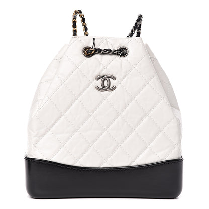 Chanel Aged Calfskin Quilted Small Gabrielle Backpack Black White 1 of 10