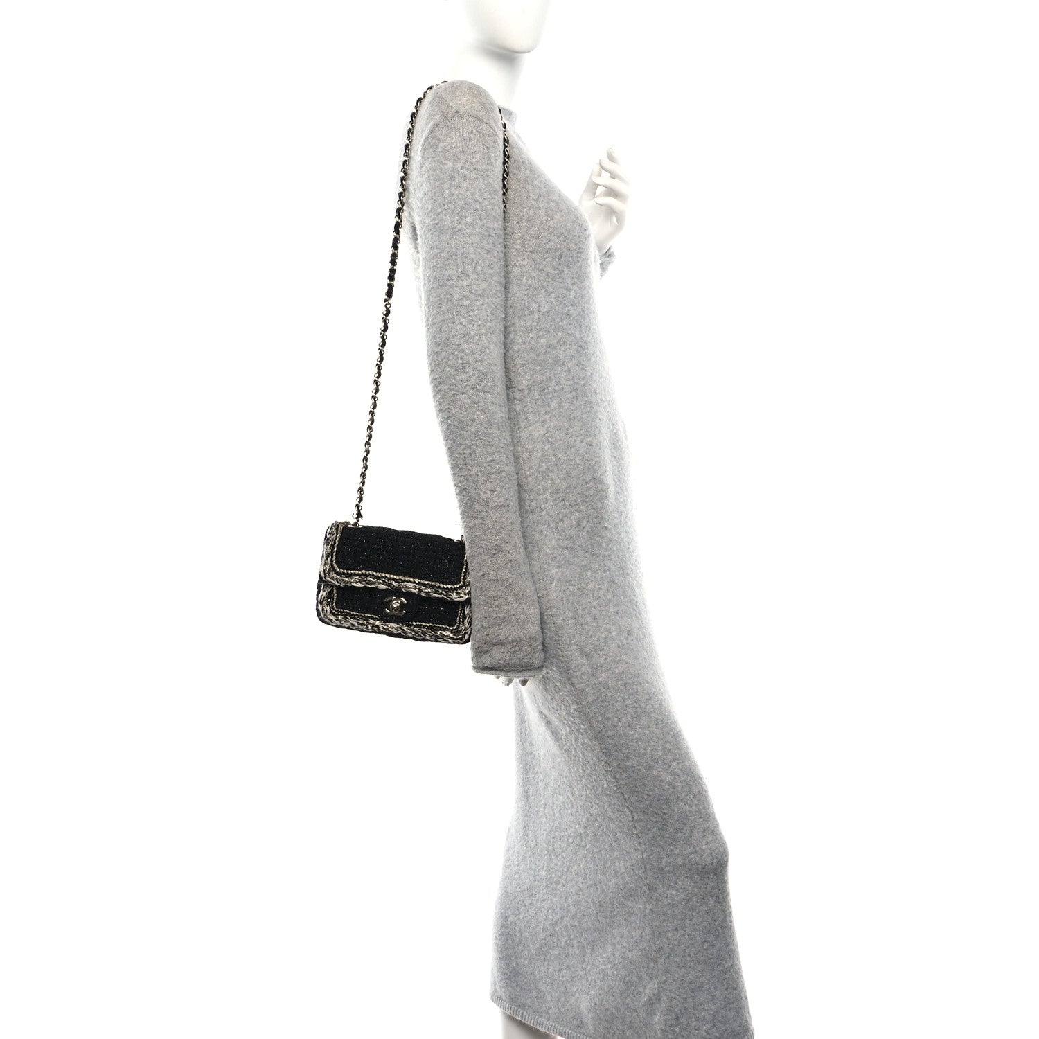 Chanel Tweed Braided Mini Rectangular Flap Black 2 of 11