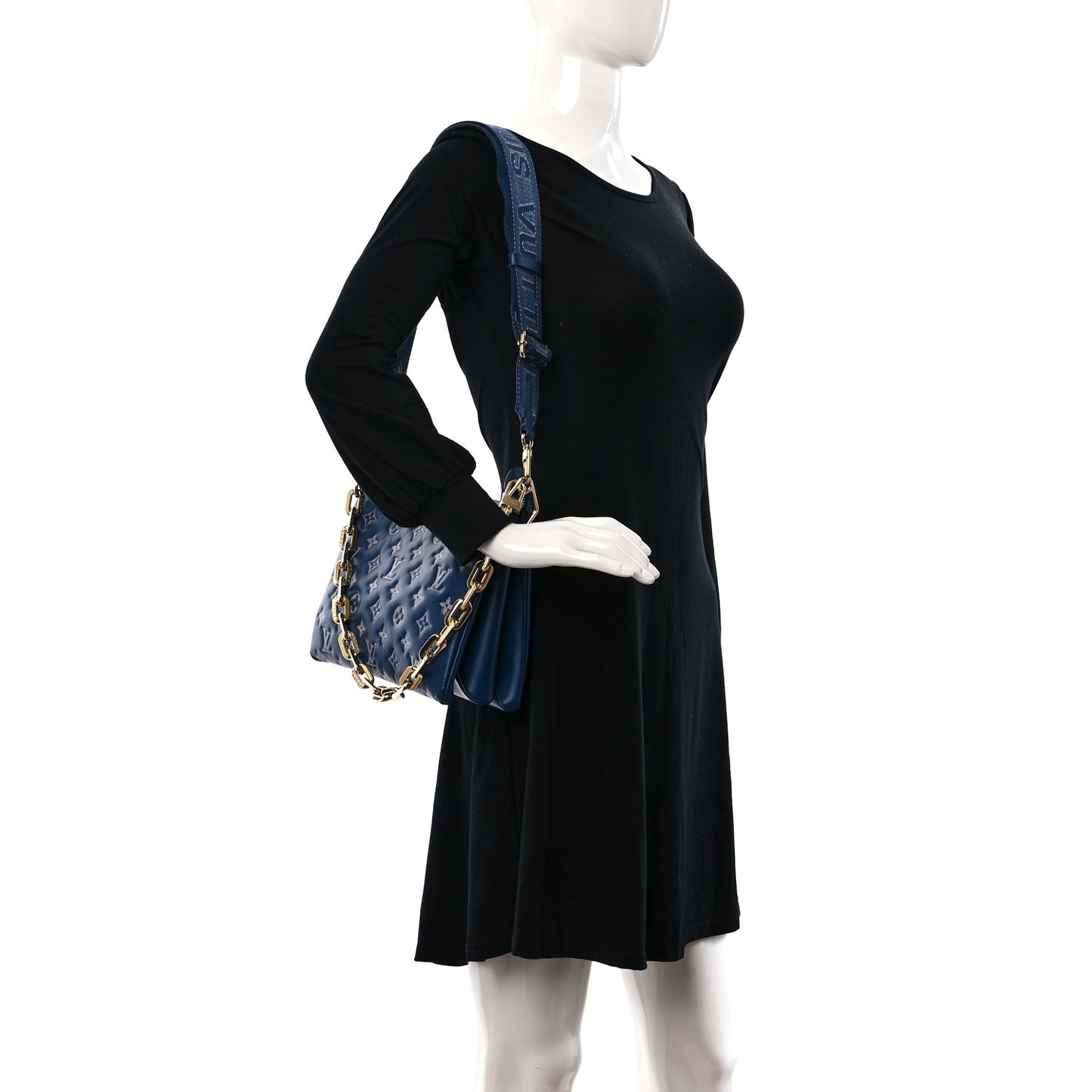 Lambskin Embossed Monogram Coussin PM Denim Blue