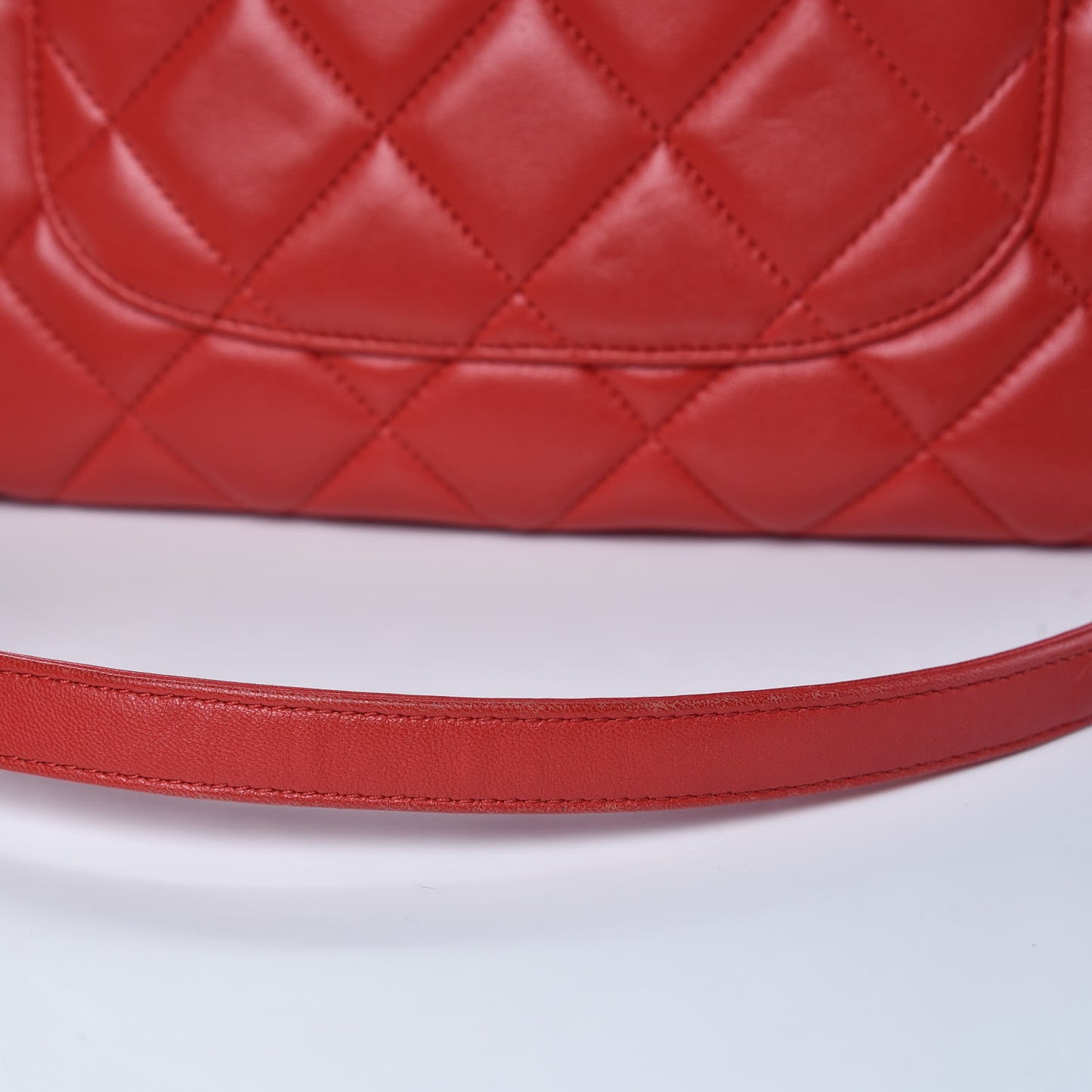 Lambskin Quilted Small Trendy CC Dual Handle Bag Red