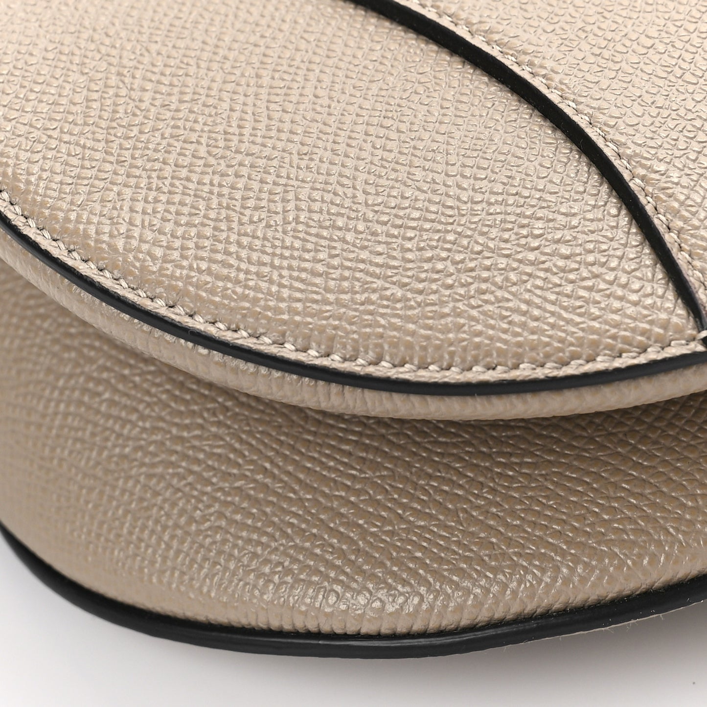 Grained Calfskin Saddle Bag With Strap Warm Taupe