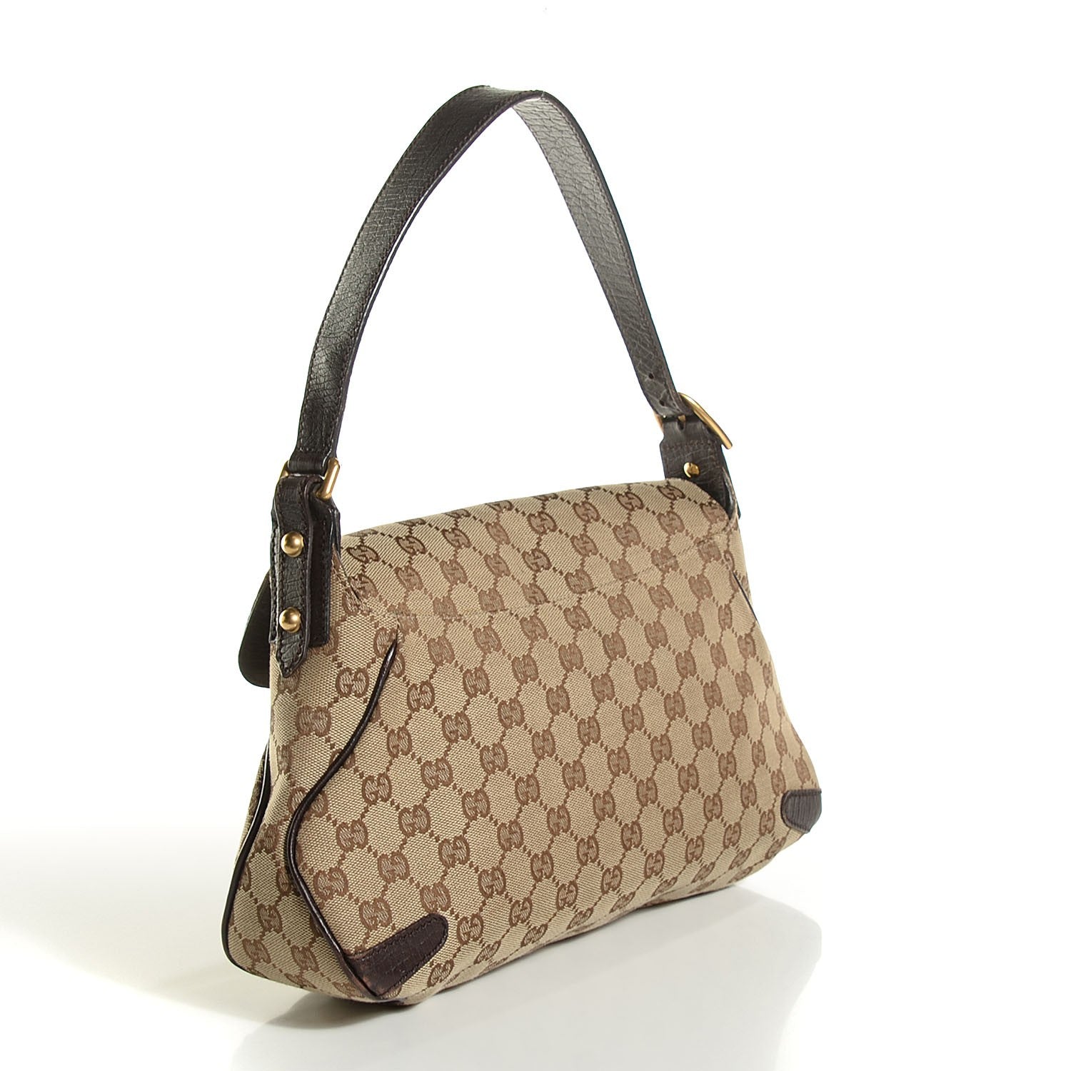 Gucci Monogram Horsebit Chain Flap Shoulder Bag Brown 3 of 6