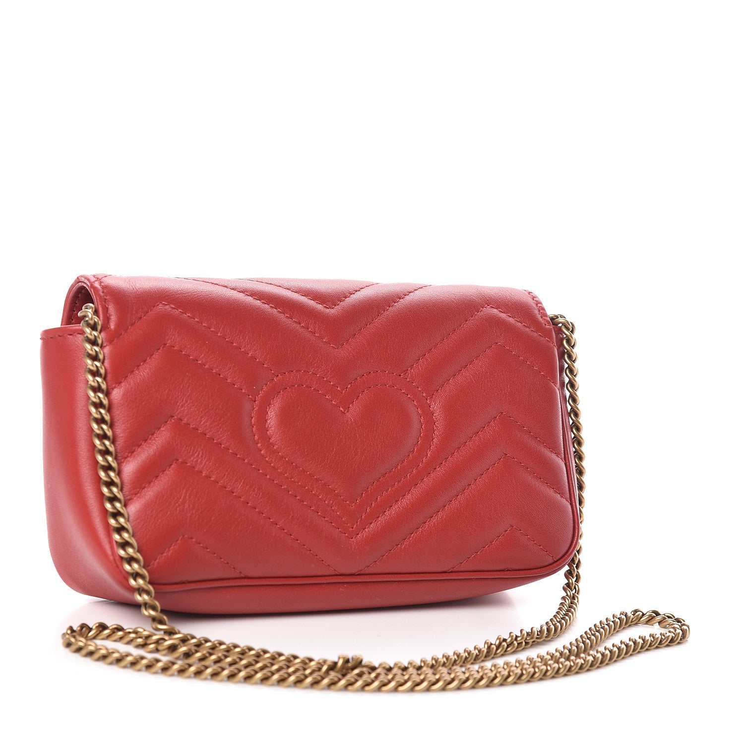 Gucci Calfskin Matelasse Super Mini GG Marmont Shoulder Bag Hibiscus Red 3 of 11