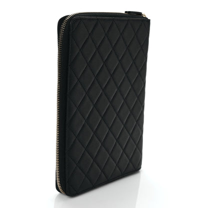 Chanel Caviar Quilted Zip Around Notebook Agenda Cover Black 3 of 7