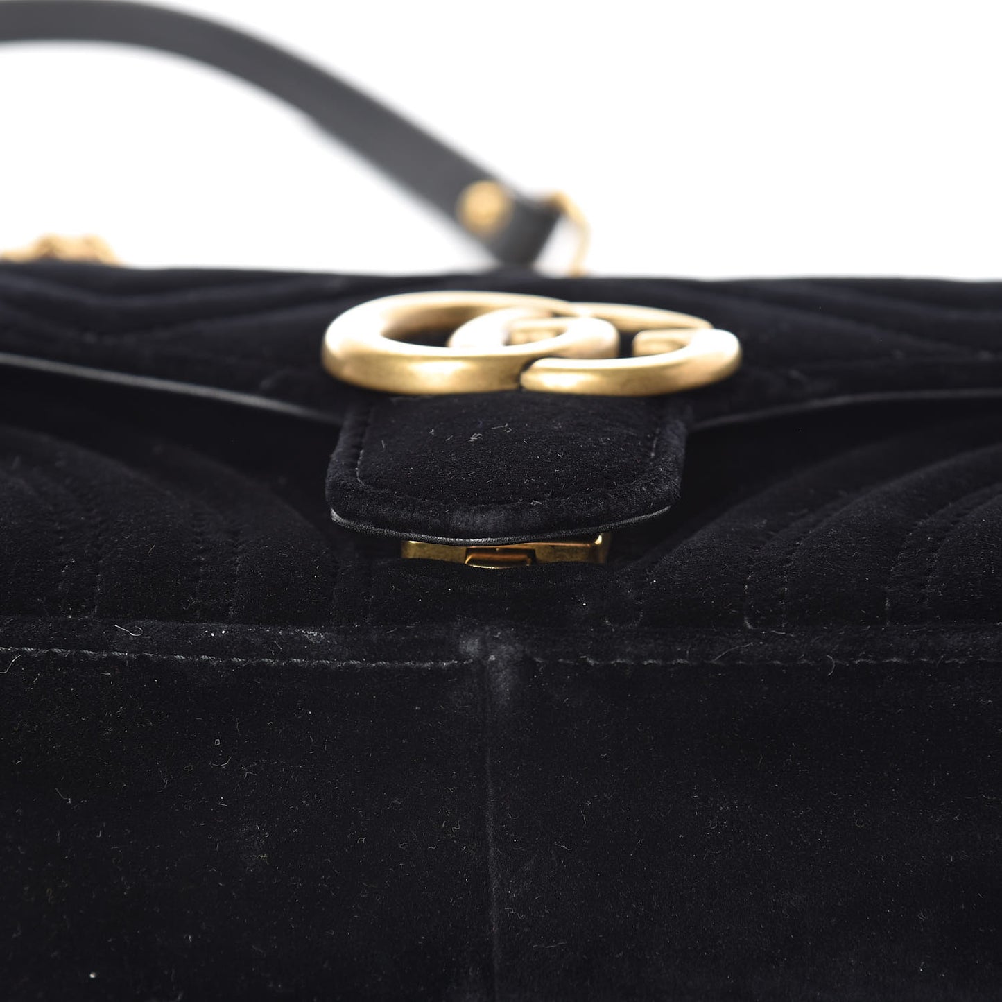 Velvet Matelasse Mini GG Marmont Shoulder Bag Black