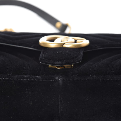 Gucci Velvet Matelasse Mini GG Marmont Shoulder Bag Black 11 of 13