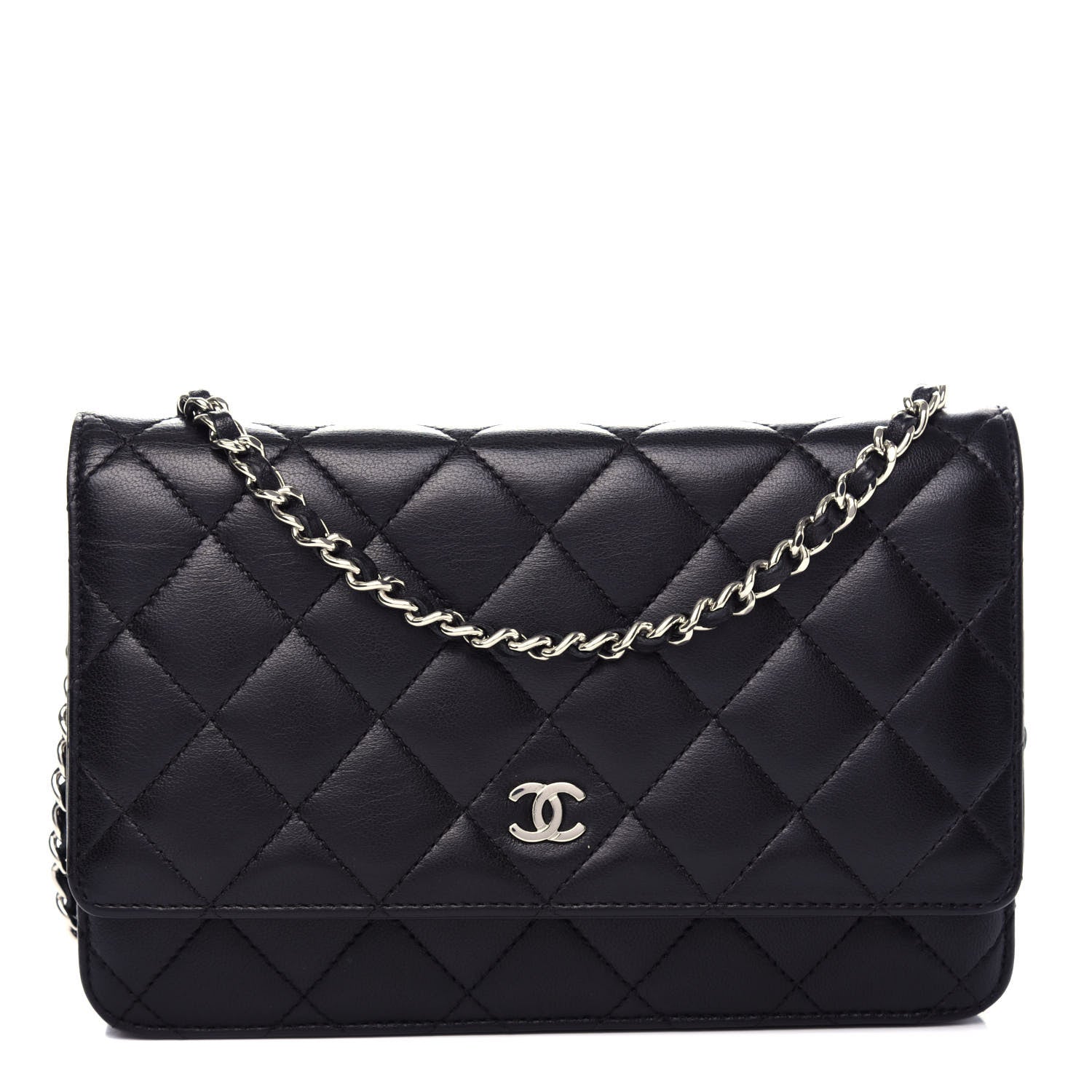 Chanel Lambskin Quilted Wallet On Chain WOC Black 1 of 12