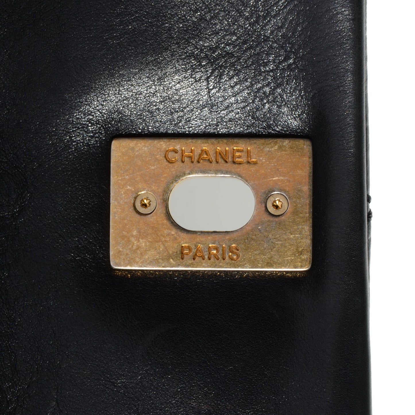 Calfskin Quilted Retro Chain Flap Black