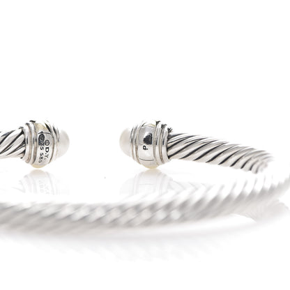 David Yurman Sterling Silver 14K Yellow Gold Pearl 5mm Cable Classics Bracelet 4 of 4