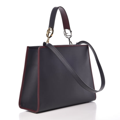 Fendi Vitello Century Opaco F is Fendi Bi-Color Regular Runaway Satchel Blue Notte Bordeaux 3 of 9
