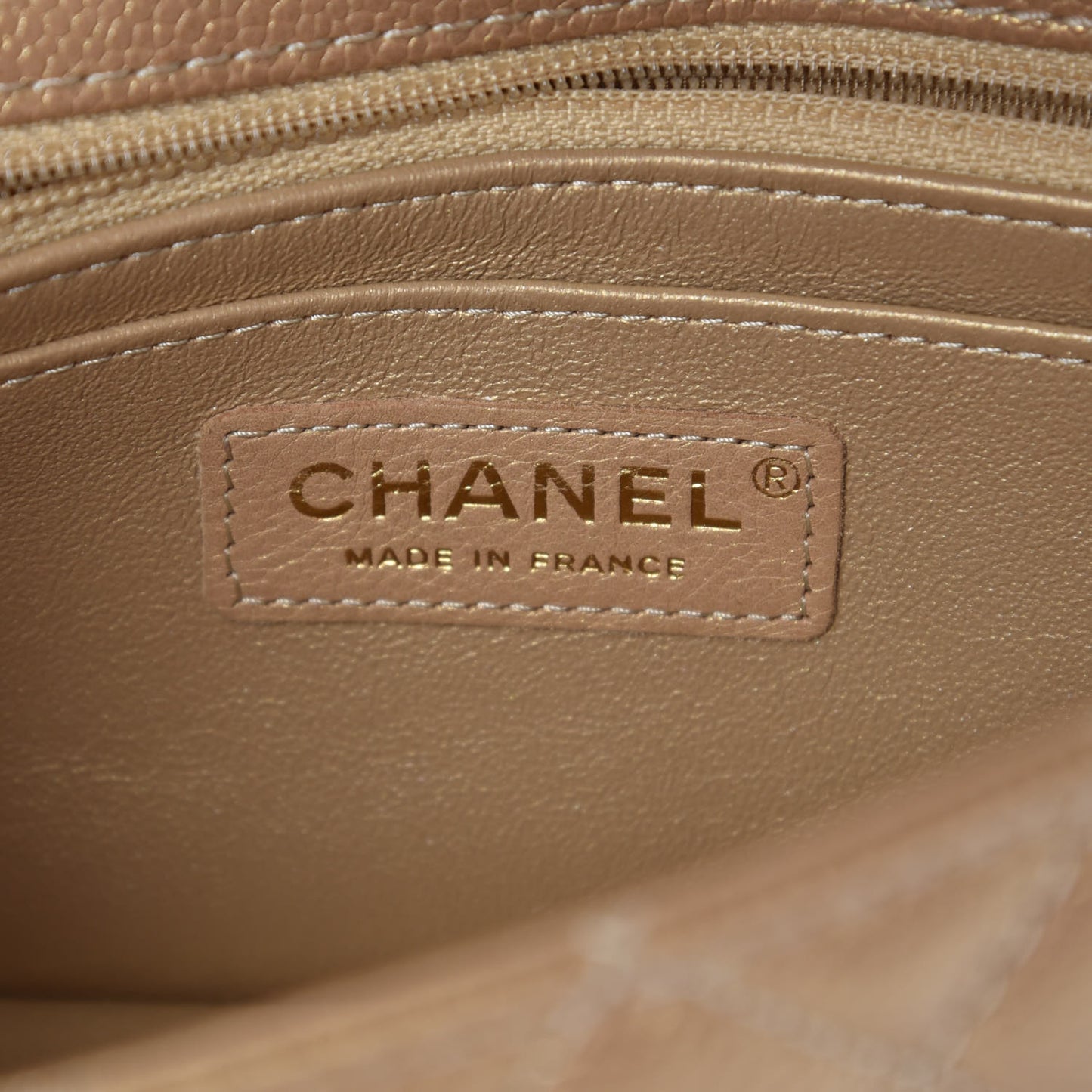 Pearly Caviar Quilted Mini Rectangular Flap Gold