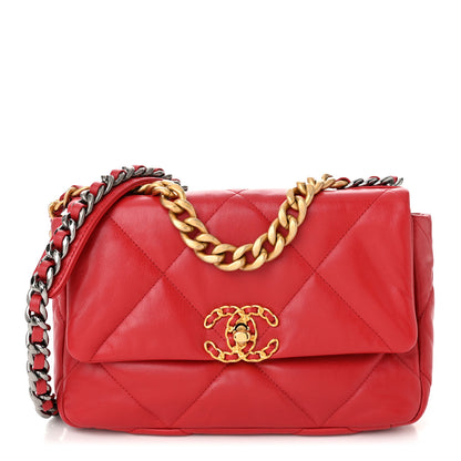 Chanel Goatskin Quilted Medium Chanel 19 Flap Red 1 of 11