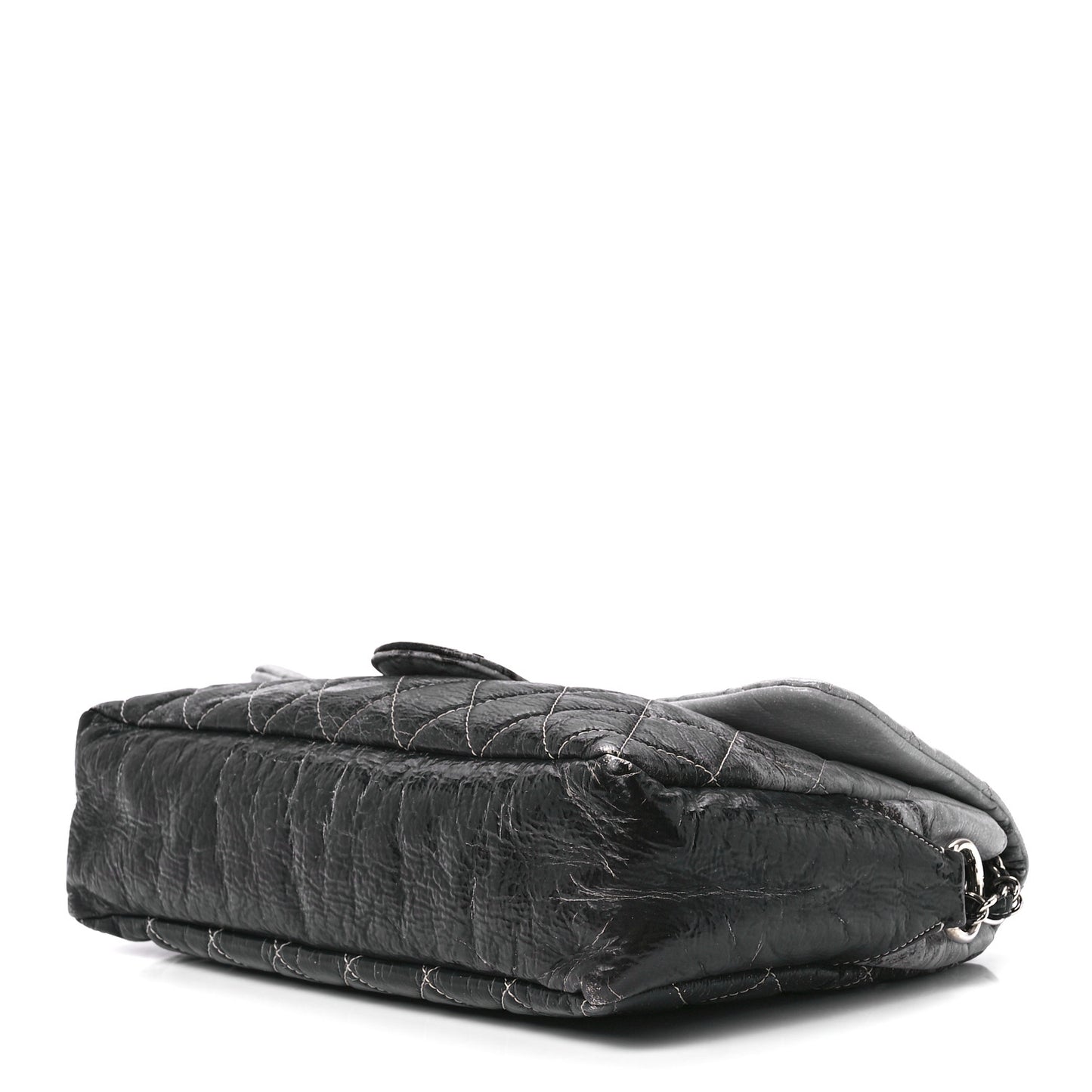 Vinyl Quilted Jumbo Melrose Degrade Flap Black