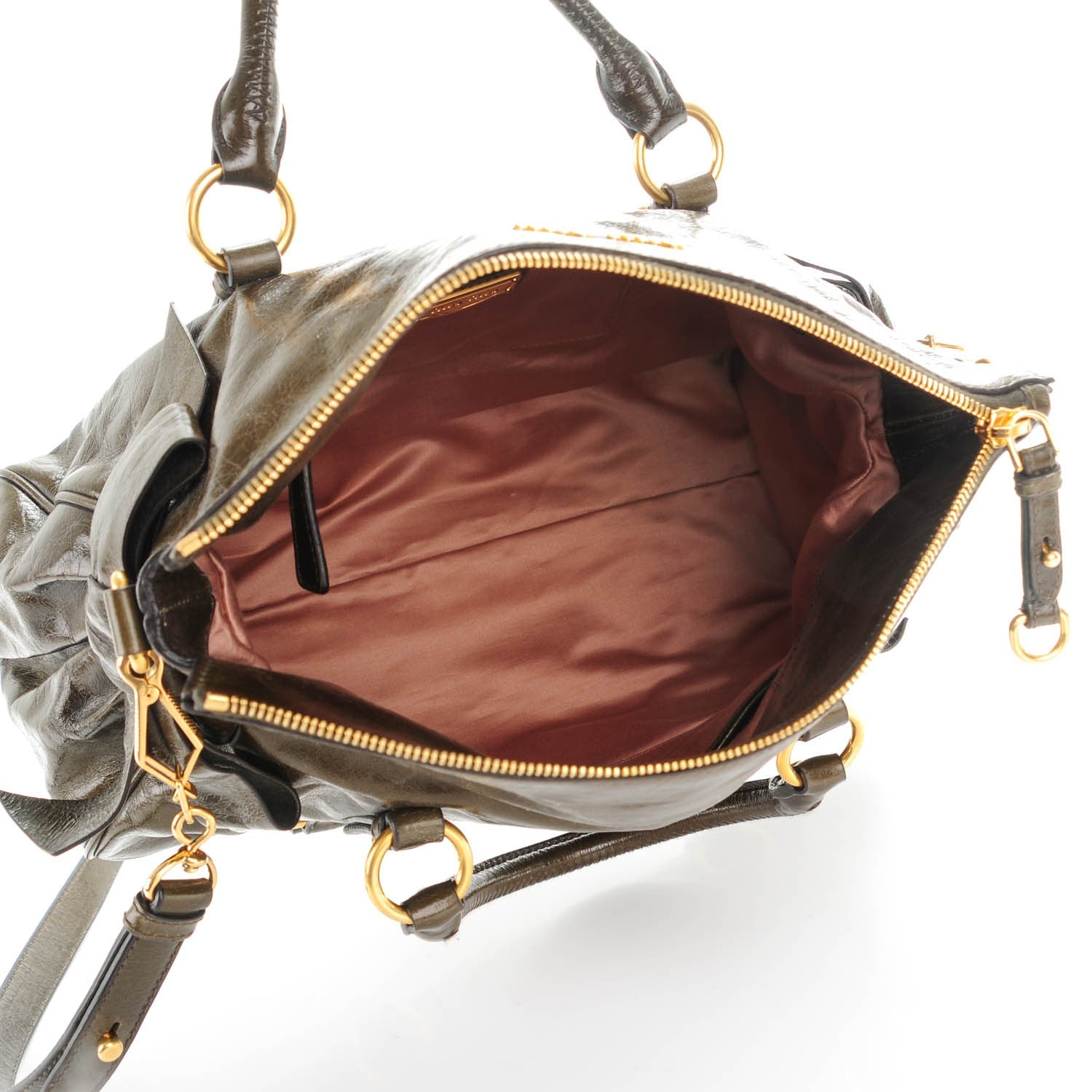 Miu Miu Vitello Lux Medium Bow Bag Militare 5 of 8