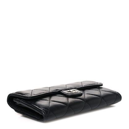 Chanel Lambskin Quilted Medium Gusset Flap Wallet Black 4 of 9