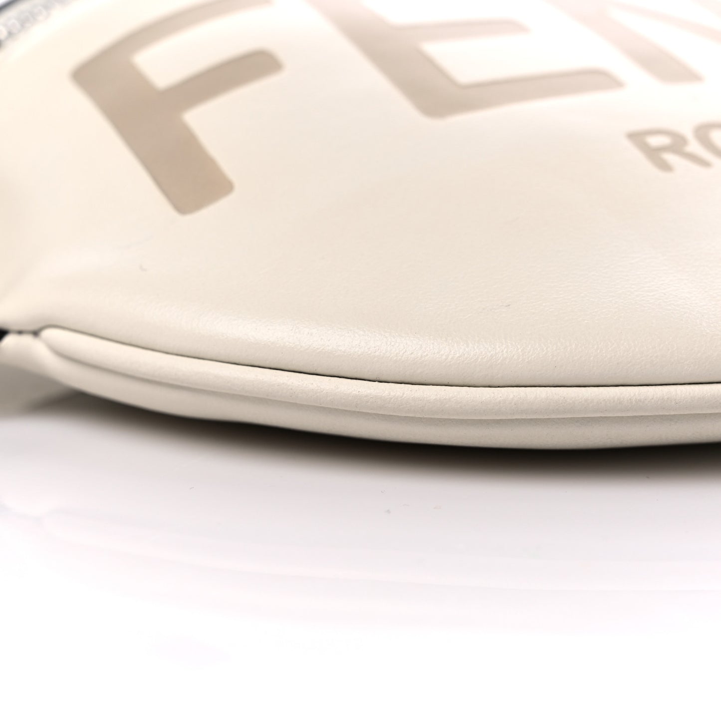 Vitello Grace Light Logo Embossed Small Belt Bag White Ice