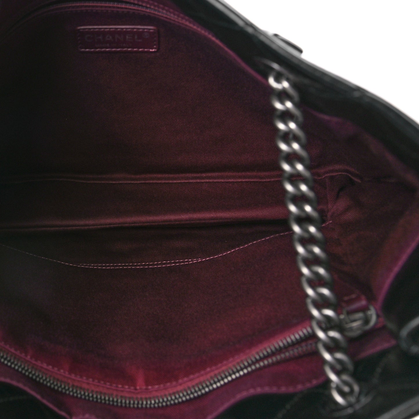 Glazed Calfskin Quilted Shopping Tote Black