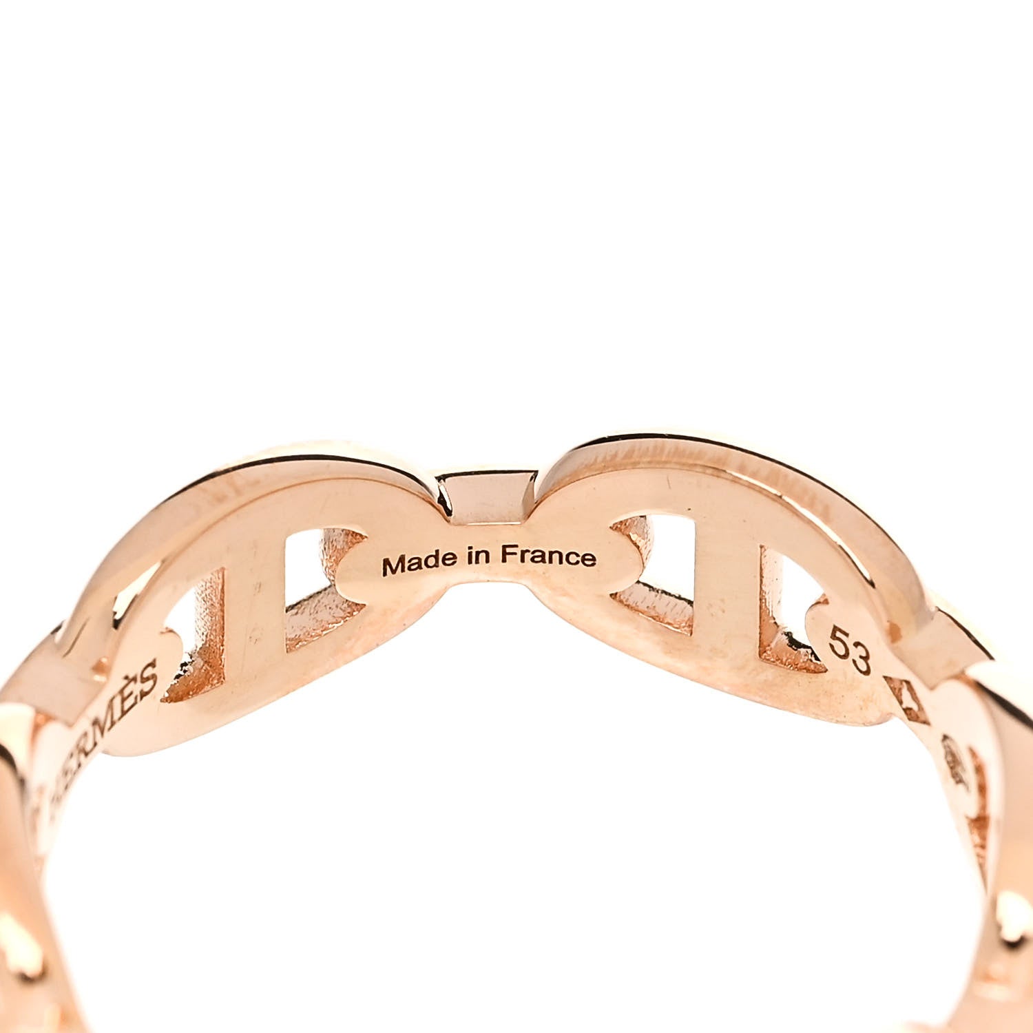 Hermes 18K Rose Gold PM Chaine d'Ancre Enchainee Ring 53 6.5 5 of 9