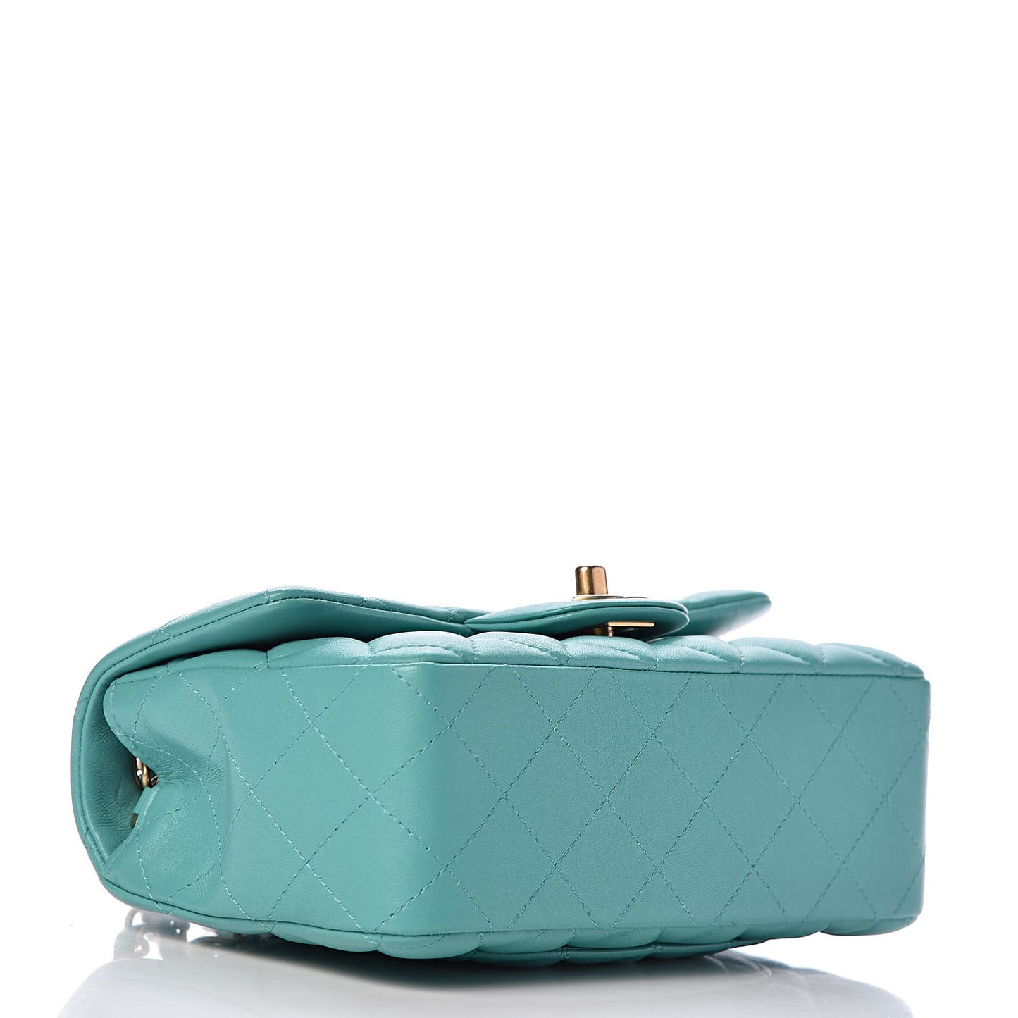 Lambskin Quilted Mini Rectangular Flap Green