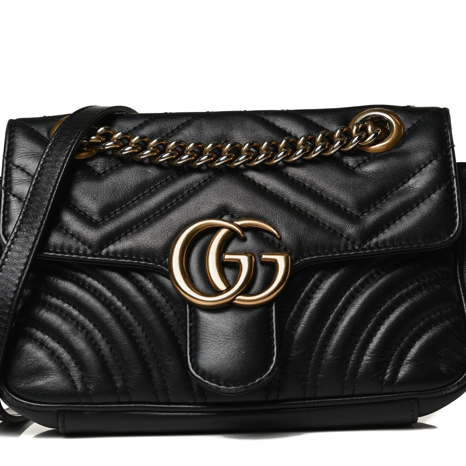 Gucci Calfskin Matelasse Mini GG Marmont Shoulder Bag Black 15 of 15