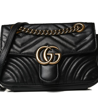 Gucci Calfskin Matelasse Mini GG Marmont Shoulder Bag Black 15 of 15