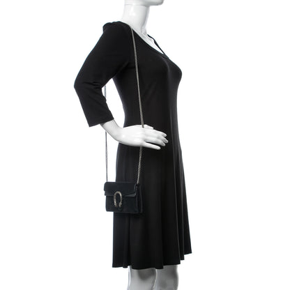 Gucci Suede Super Mini Dionysus Shoulder Bag Black 2 of 7