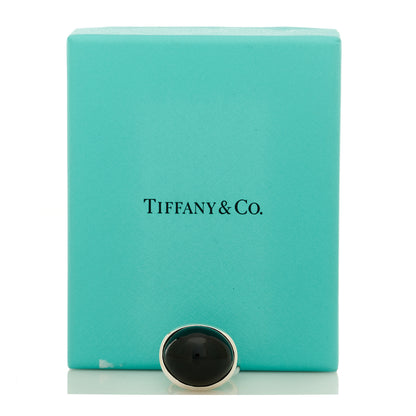 Tiffany Sterling Silver Black Jade 19mm Elsa Peretti Cabochon Ring 53 6.25 6 of 6