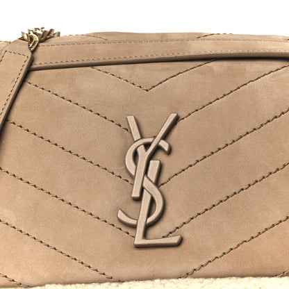 Saint Laurent Nubuck Shearling Monogram Medium Niki Chain Satchel Ivory Natural Tan 9 of 11