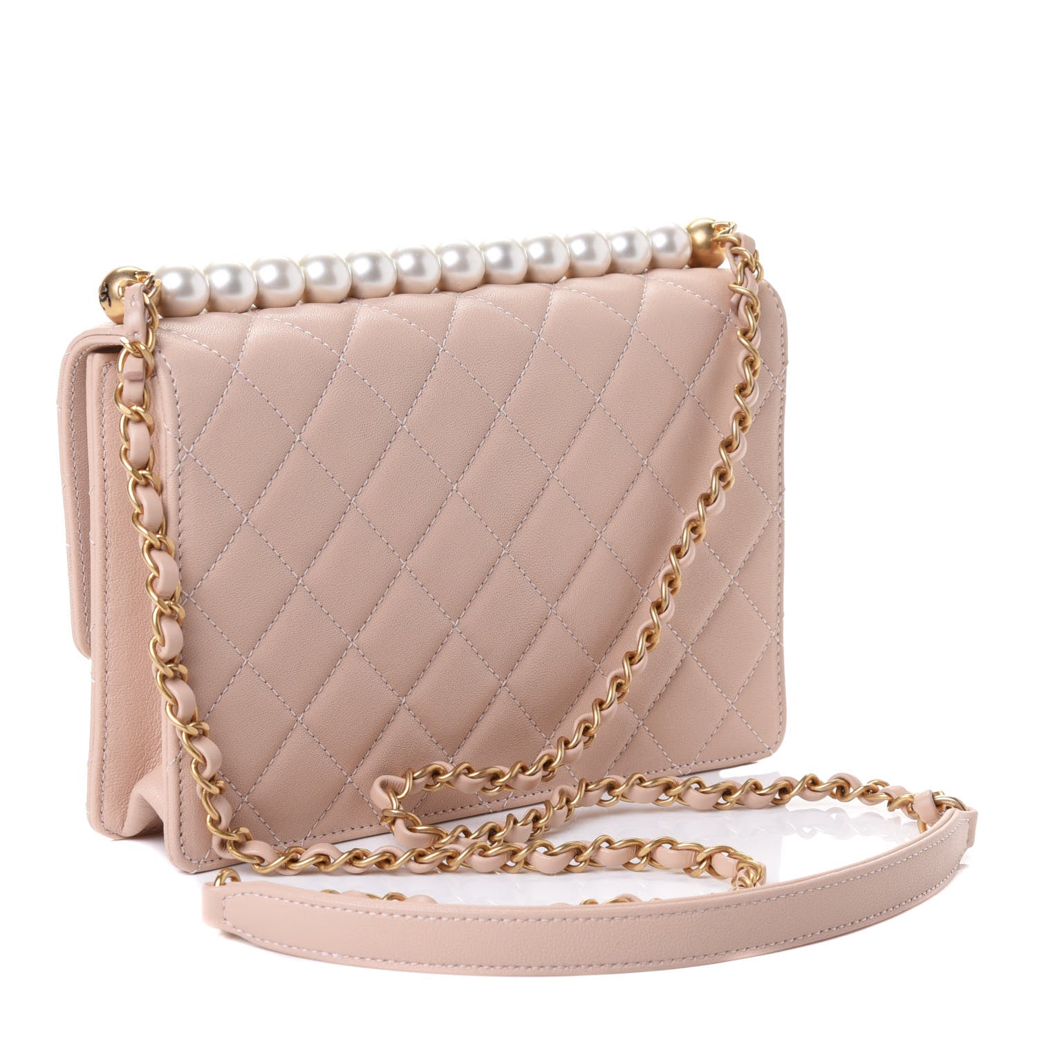 Chanel Lambskin Quilted Small Chic Pearls Flap Beige 2 of 4