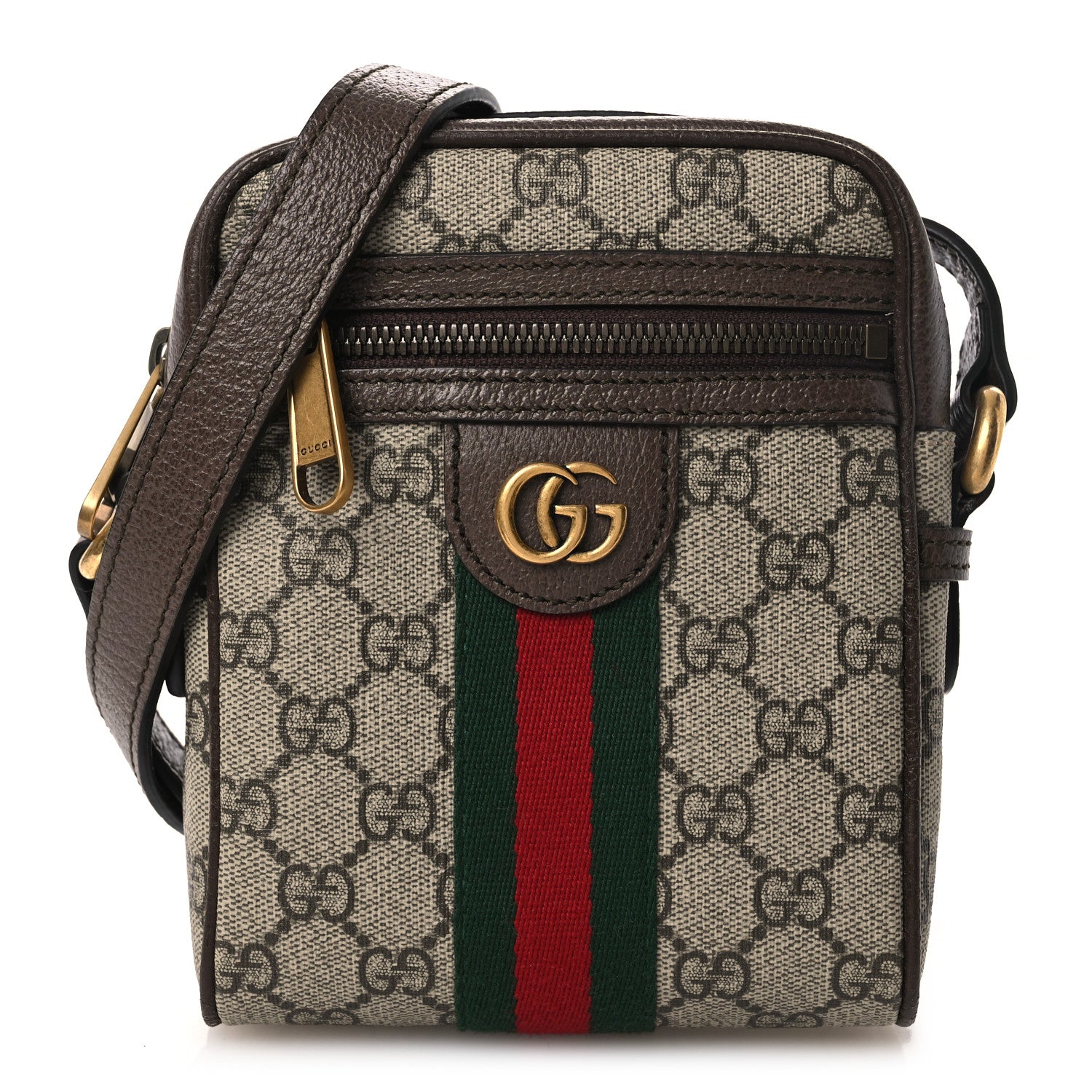 Gucci GG Supreme Monogram Web Mini Ophidia Messenger Brown 1 of 11