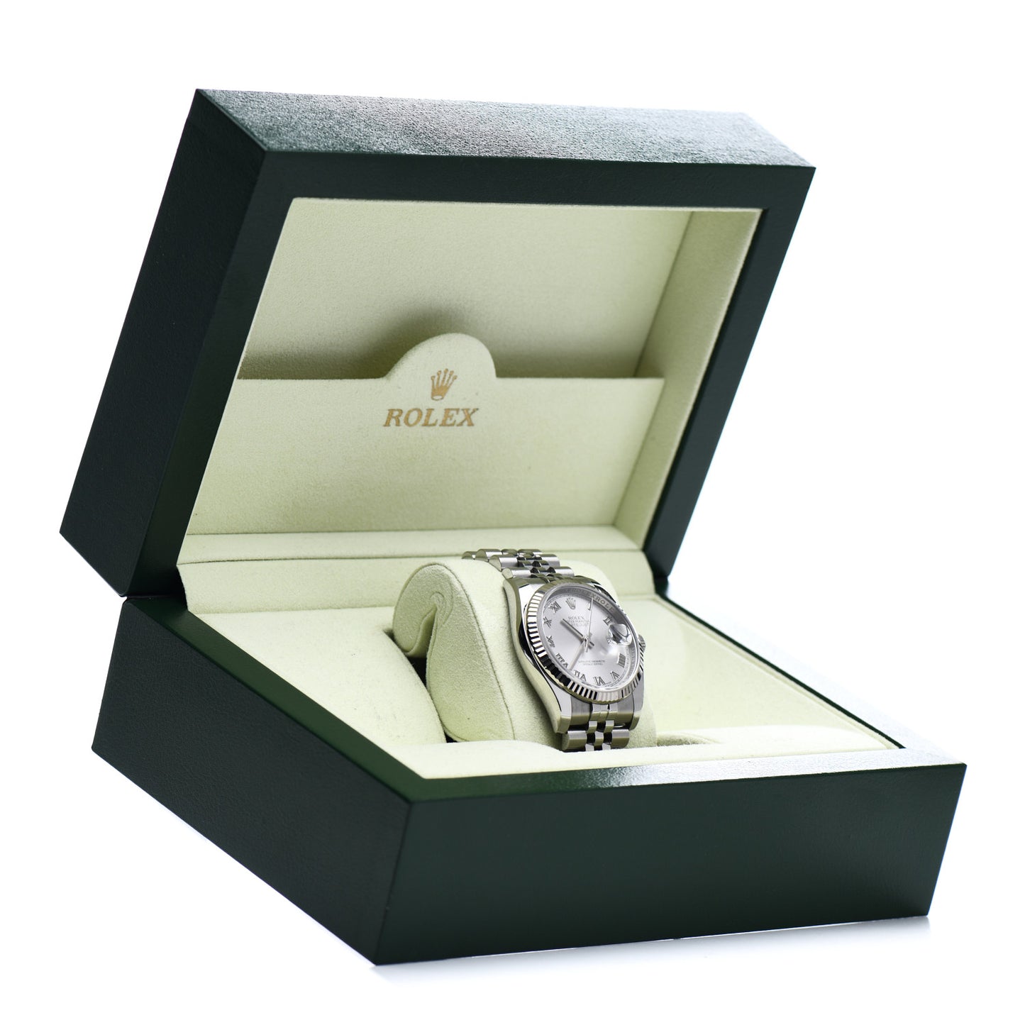 Stainless Steel 18K White Gold 36mm Oyster Perpetual Datejust Watch Silver Roman 116234