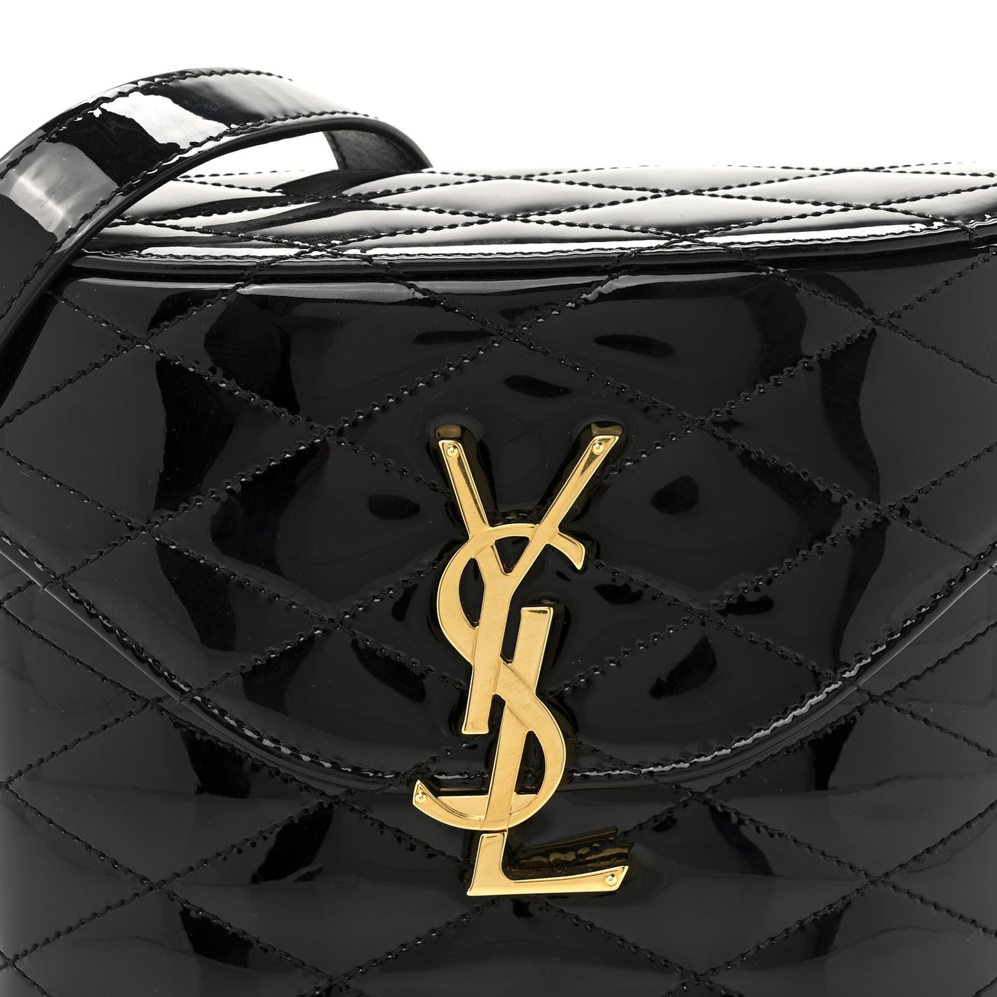 Patent Matelasse Monogram June Box Bag Black