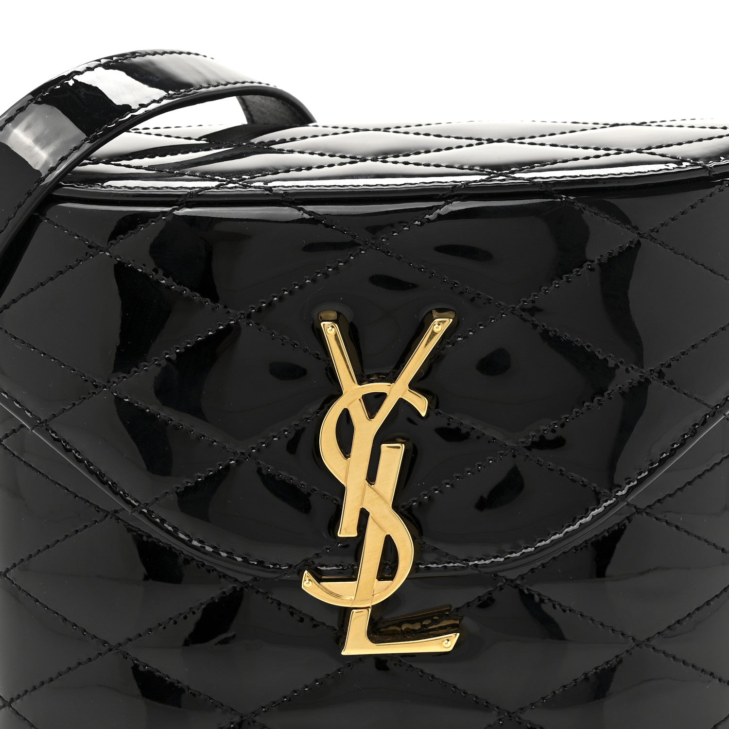 Saint Laurent Patent Matelasse Monogram June Box Bag Black 8 of 10