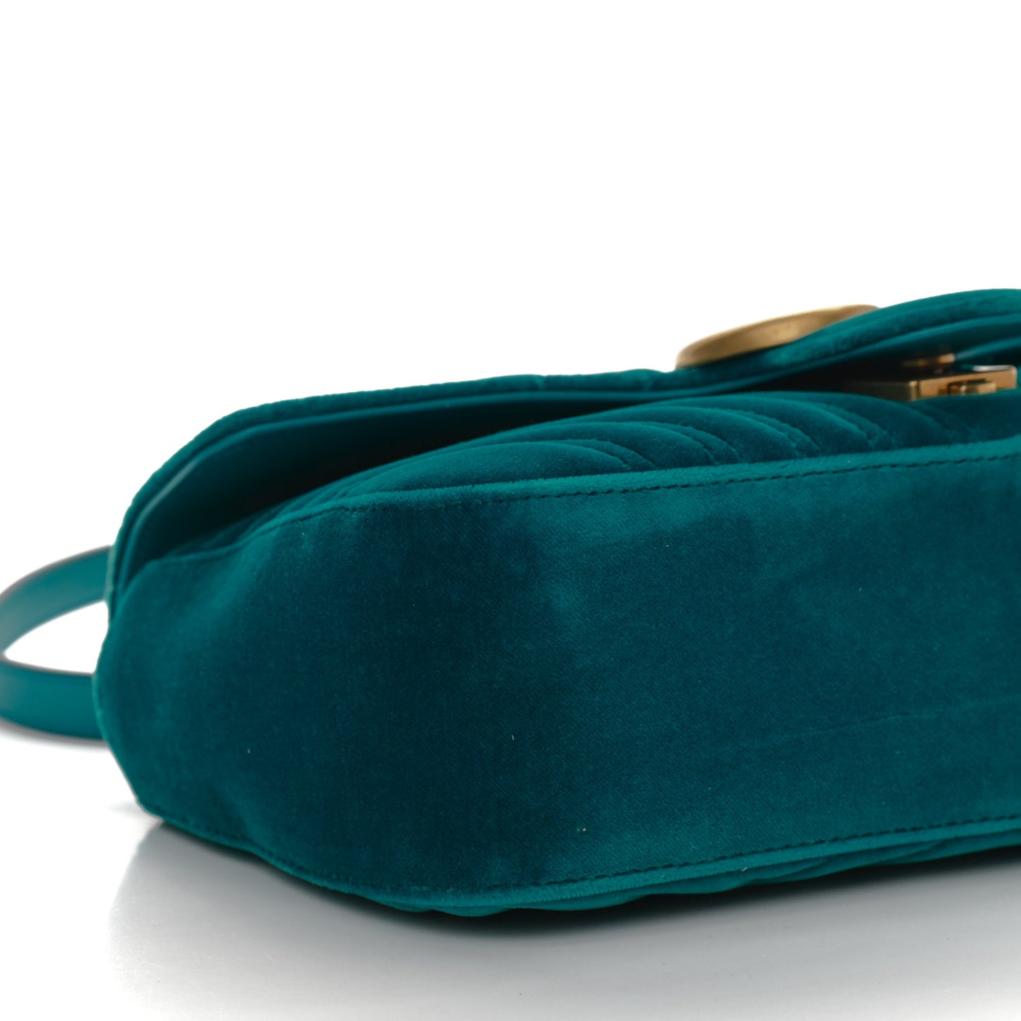 Velvet Matelasse Small GG Marmont Shoulder Bag Pavone Cyan