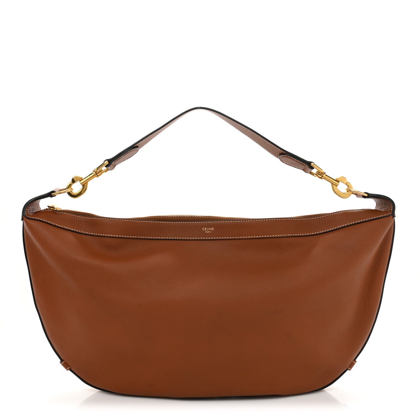 Supple Calfskin Medium Strap Leandre Shoulder Bag Brown