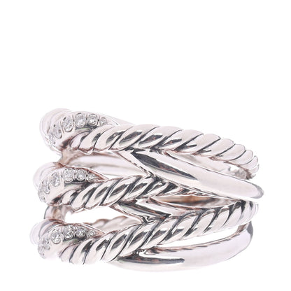 David Yurman Sterling Silver Diamond Continuance Three-Row Ring 54 7 3 of 5