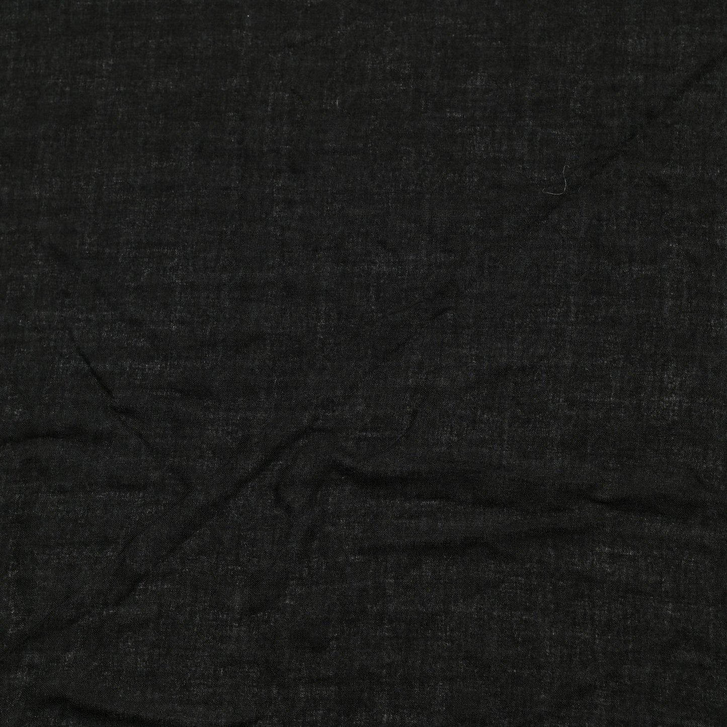 Wool Silk Monogram Fringe Triangle Scarf Black