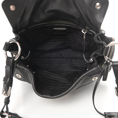 Prada Soft Calfskin Tessuto Nylon Shoulder Bag Black 5 of 16