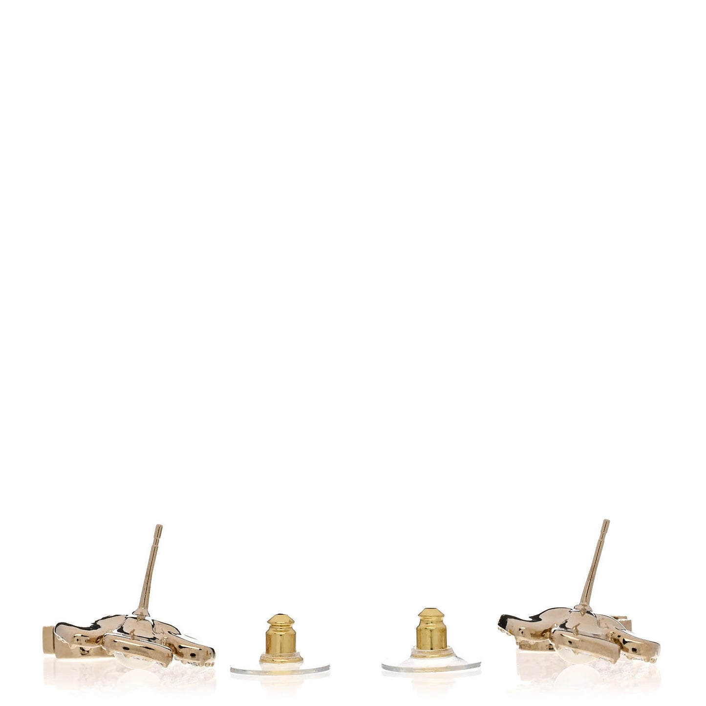 Pearl Crystal CC Flower Drop Earrings Gold White