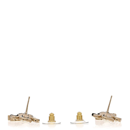 Chanel Pearl Crystal CC Flower Drop Earrings Gold White 3 of 4