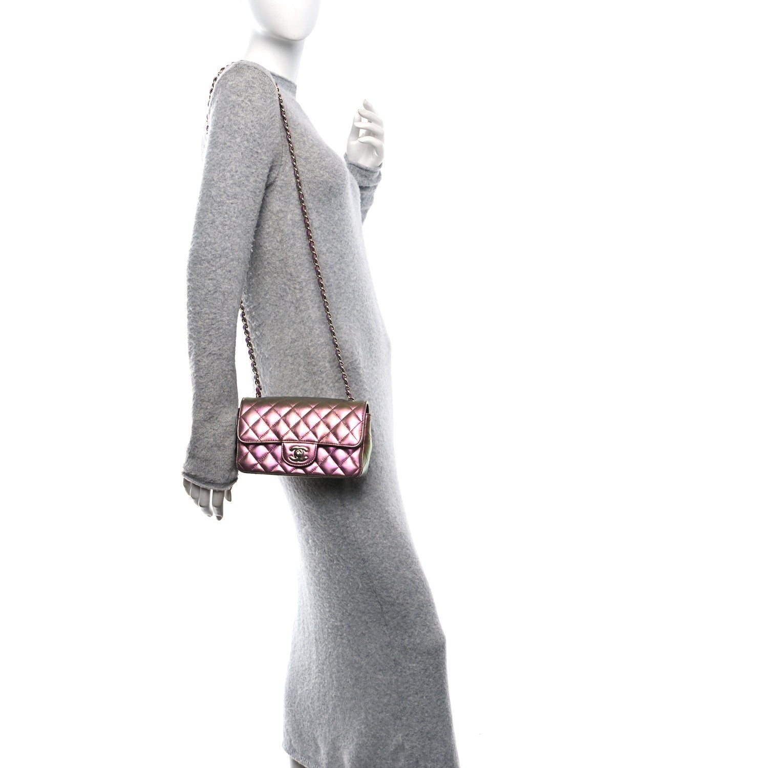 Chanel Iridescent Lambskin Quilted Mini Rectangular Flap Purple 2 of 10