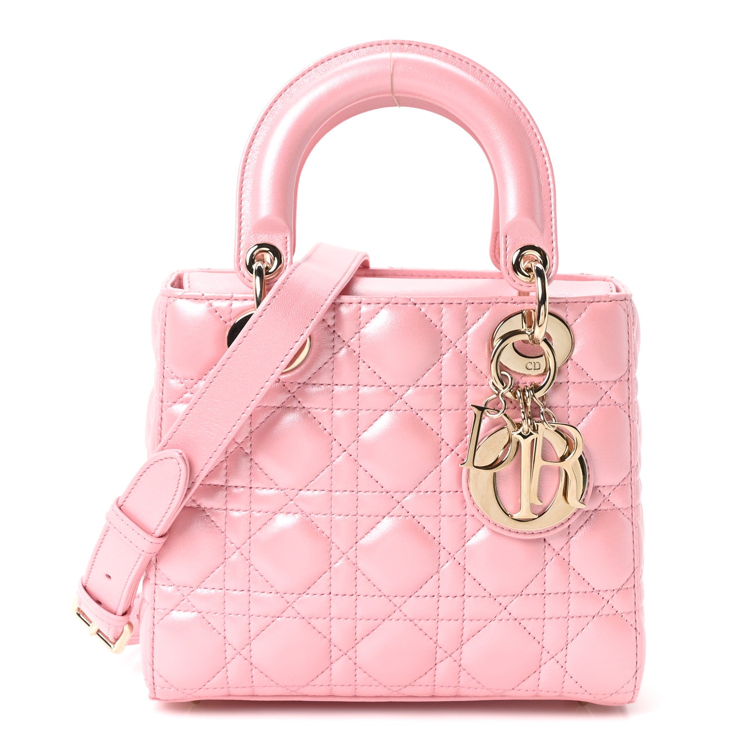 Christian Dior Metallic Lambskin Cannage Small Lady Dior Melacoton 1 of 10