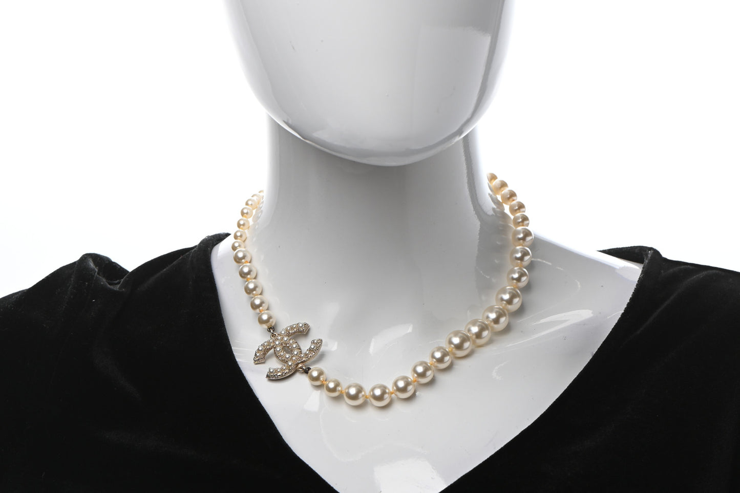 Pearl CC 100th Anniversary Necklace Light Gold