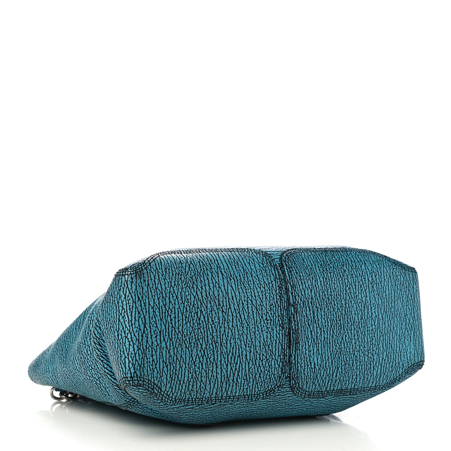Shark Embossed Textured Calfskin Large Pashli Satchel Turquoise Black