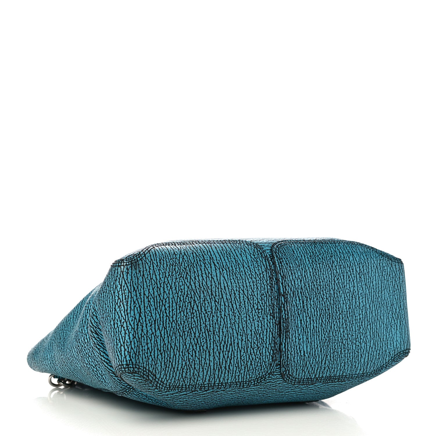 3.1 Phillip Lim Shark Embossed Textured Calfskin Large Pashli Satchel Turquoise Black 4 of 9