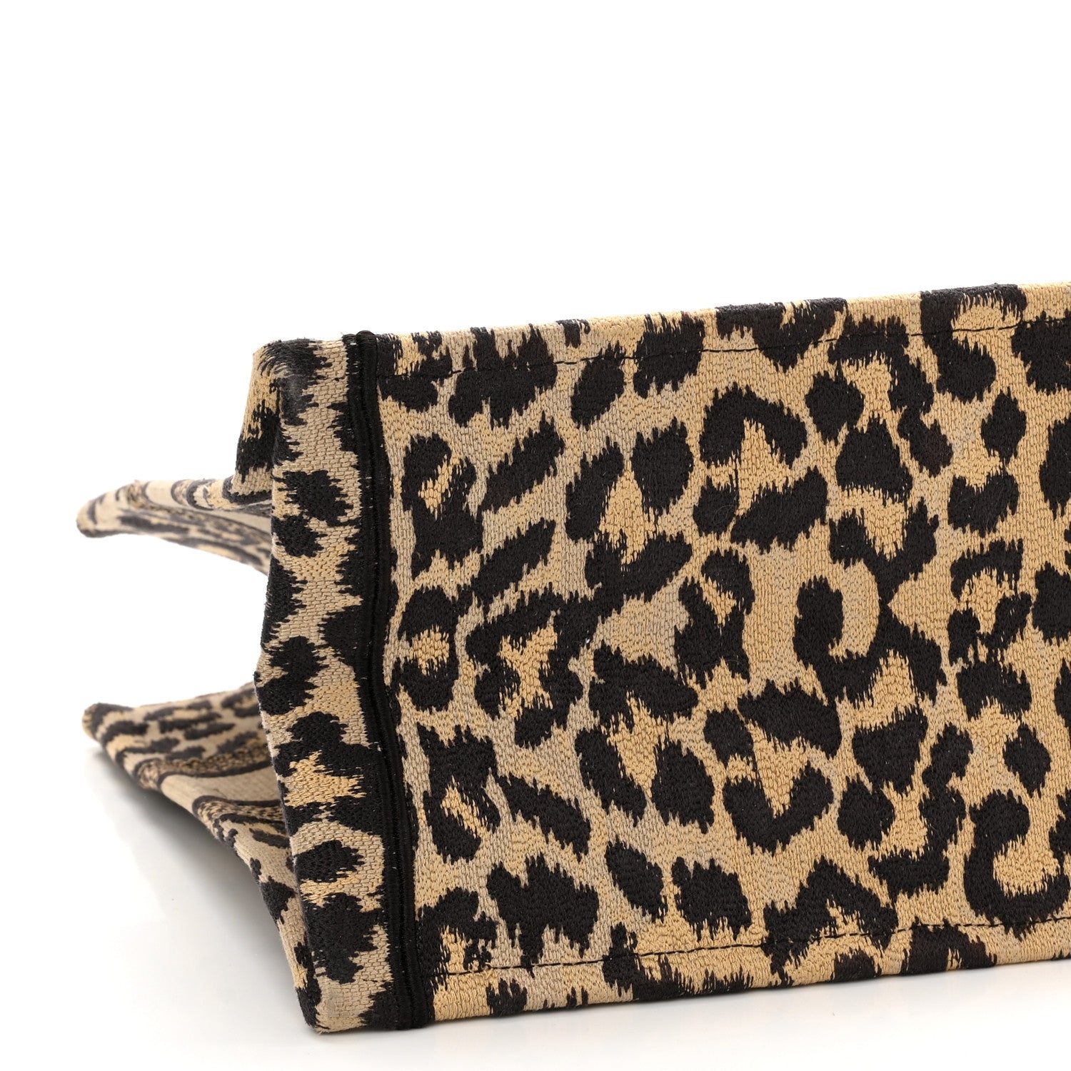 Christian Dior Canvas Mizza Embroidered Medium Leopard Book Tote Beige 9 of 10