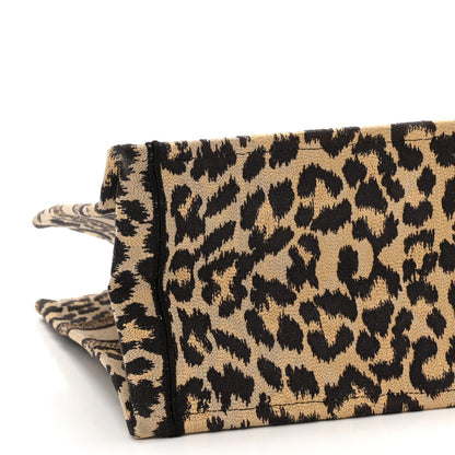 Christian Dior Canvas Mizza Embroidered Medium Leopard Book Tote Beige 9 of 10