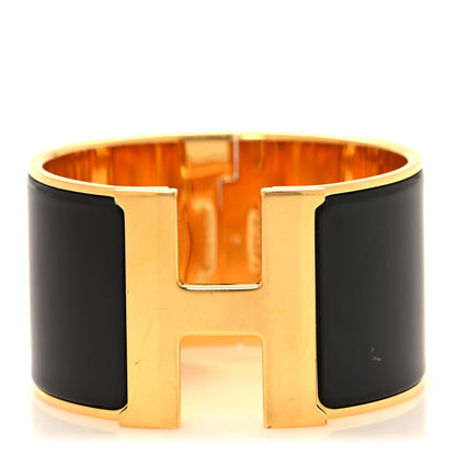 Hermes Enamel Extra Wide Clic Clac H Bracelet GM Black 1 of 4