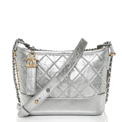 Chanel Metallic Aged Calfskin Quilted Small Gabrielle Hobo Silver 1 of 7