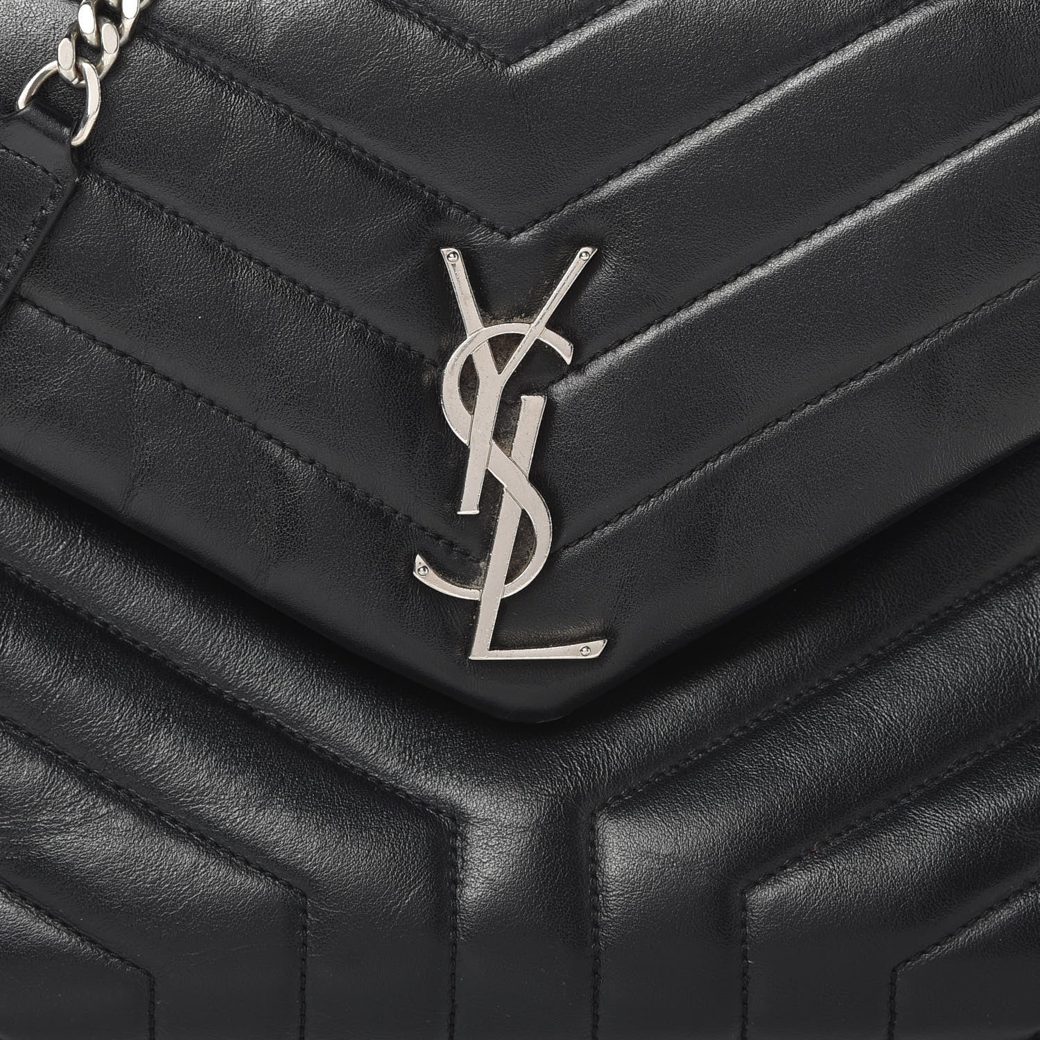 Saint Laurent Calfskin Y Quilted Monogram Medium Loulou Chain Satchel Black 8 of 20